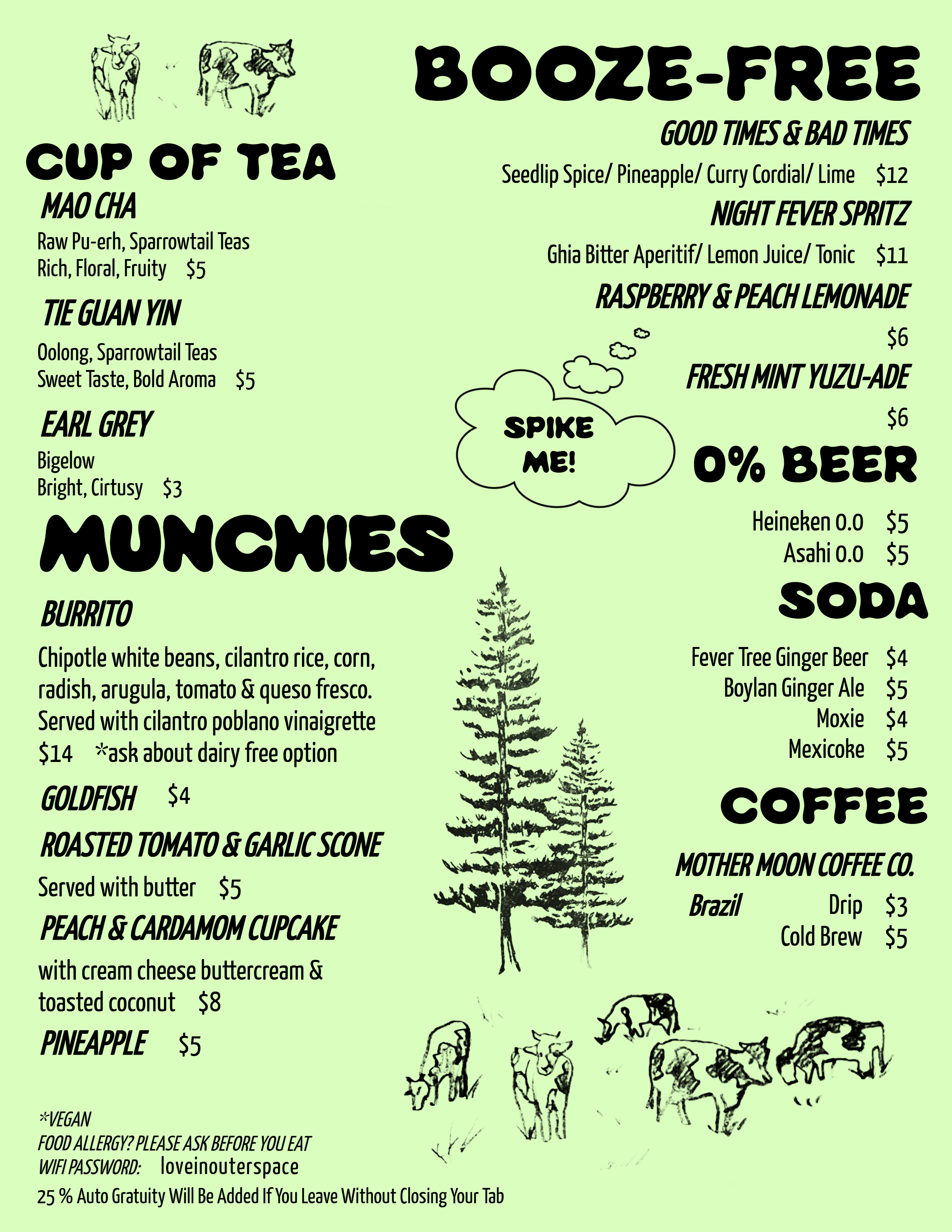 Sam's Listening Bar Food & Mocktail Menu