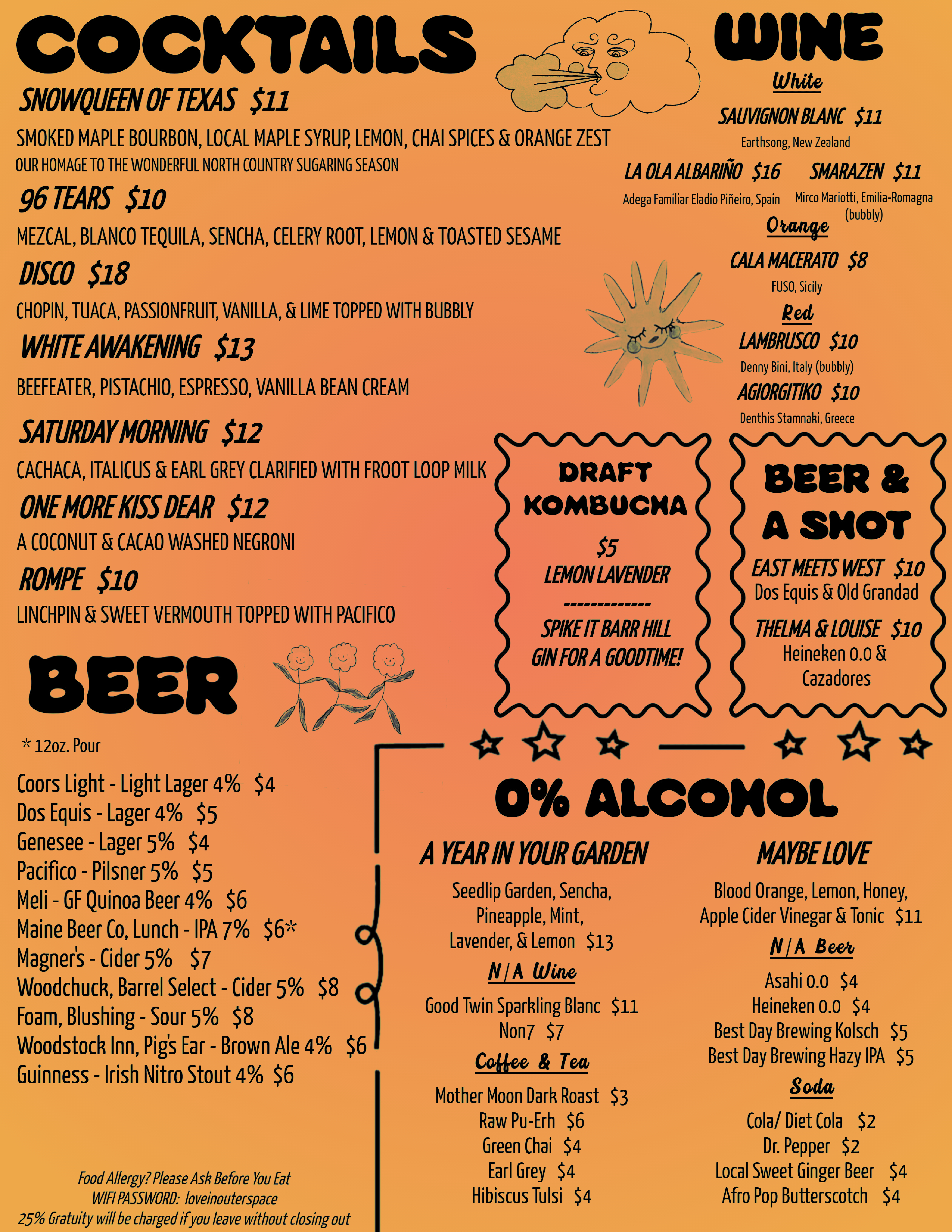 Sam's Listening Bar Cocktail Menu