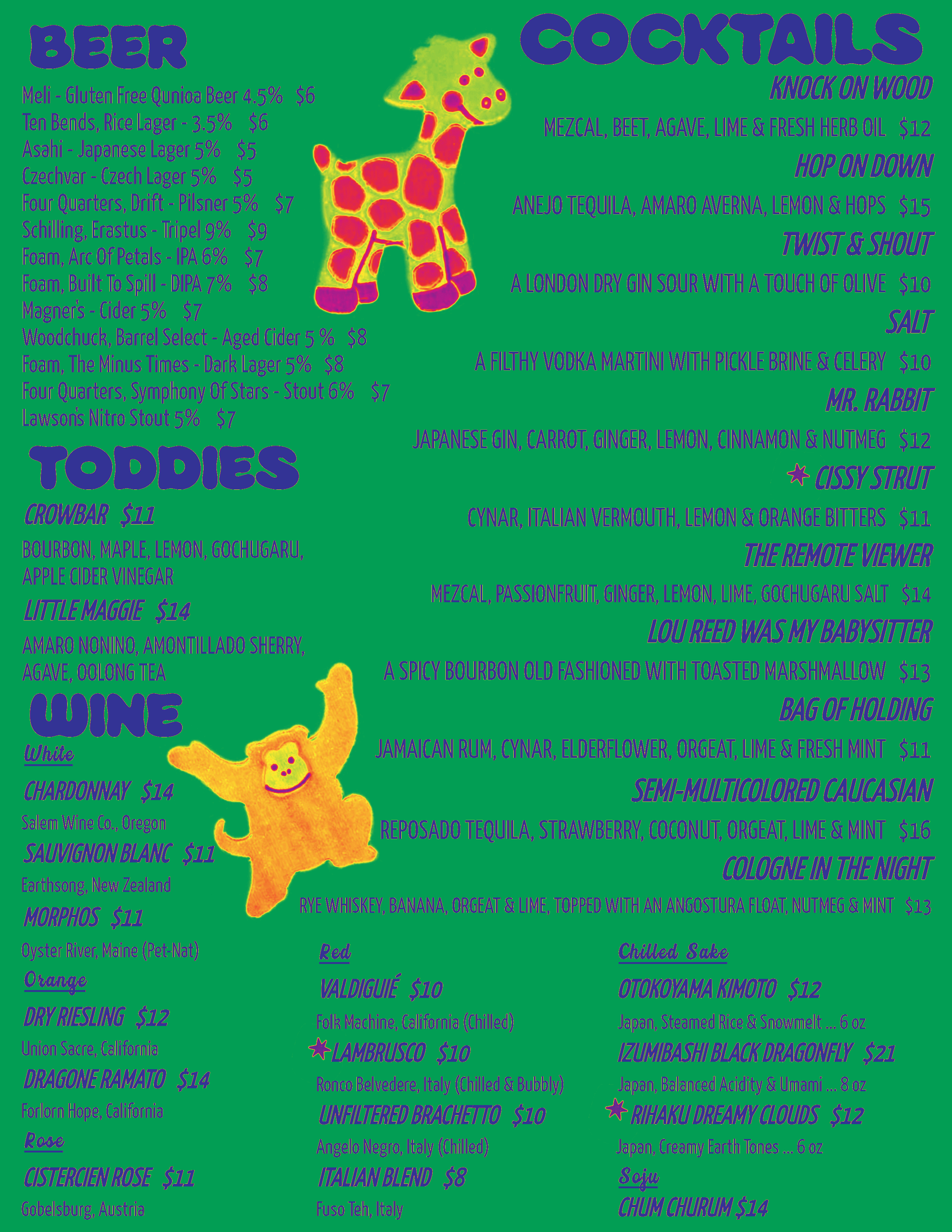 Sam's Listening Bar Cocktail Menu