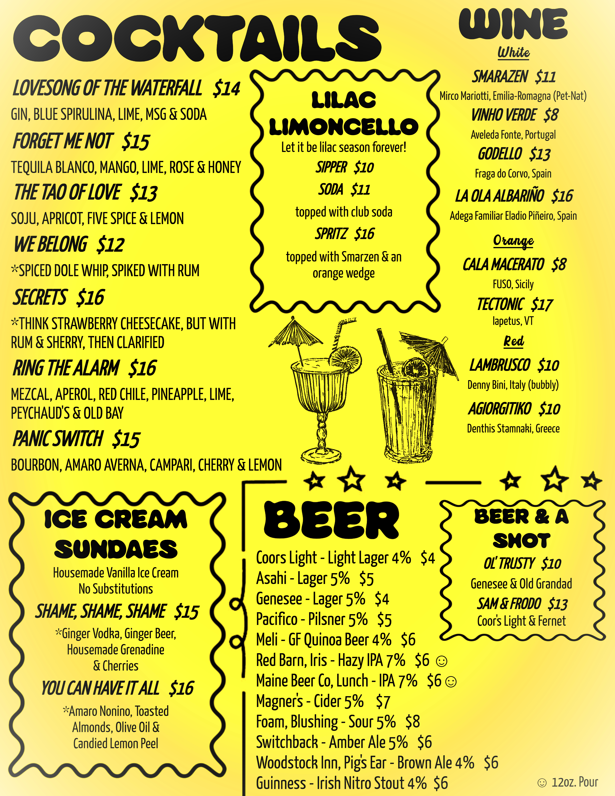 Sam's Listening Bar Cocktail Menu