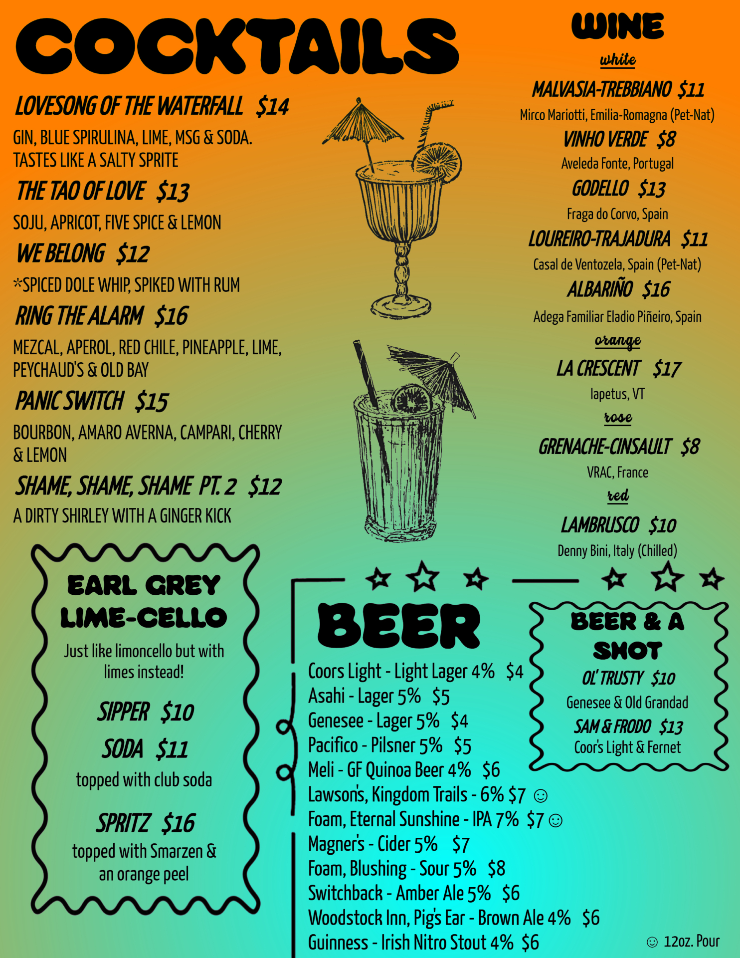 Sam's Listening Bar Cocktail Menu