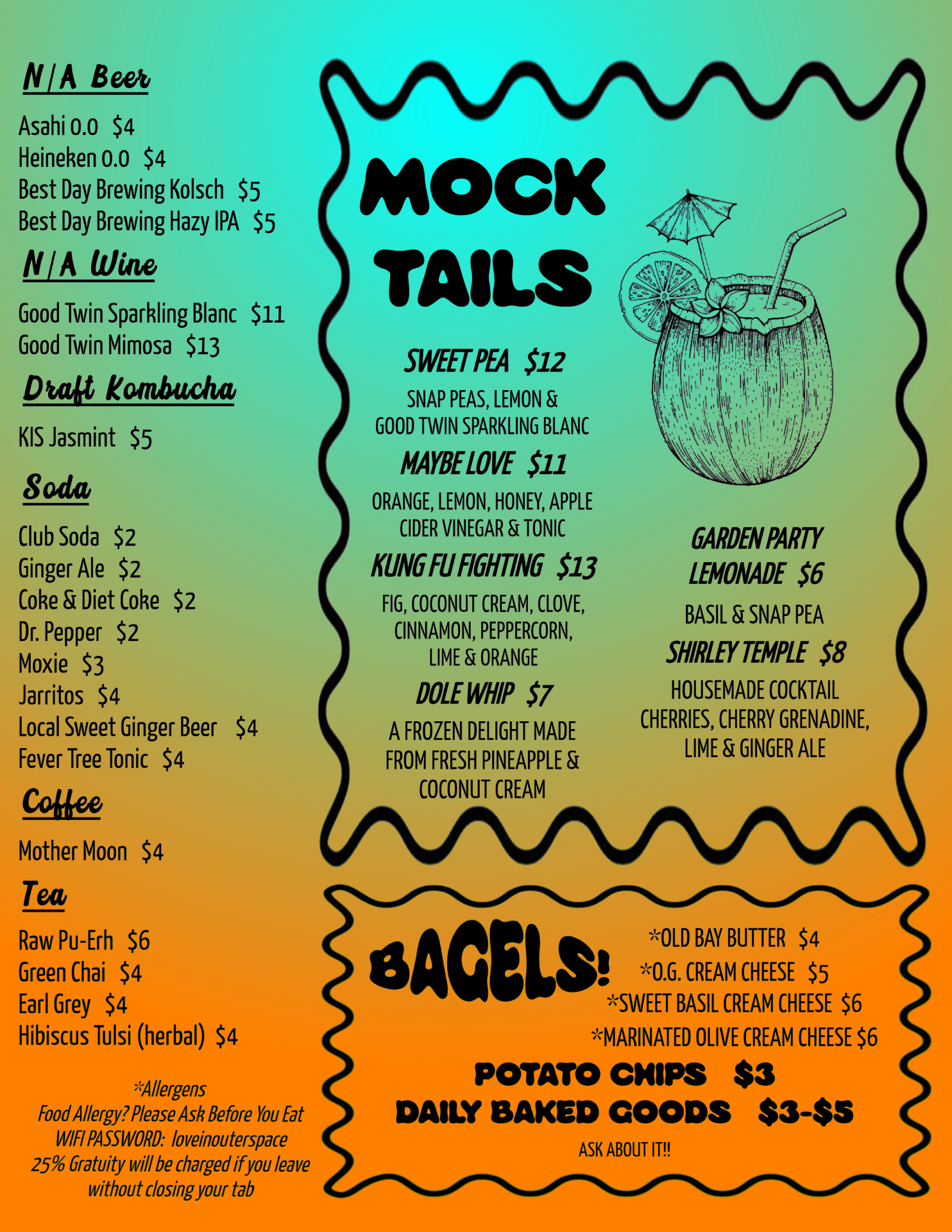 Sam's Listening Bar Mocktail Menu