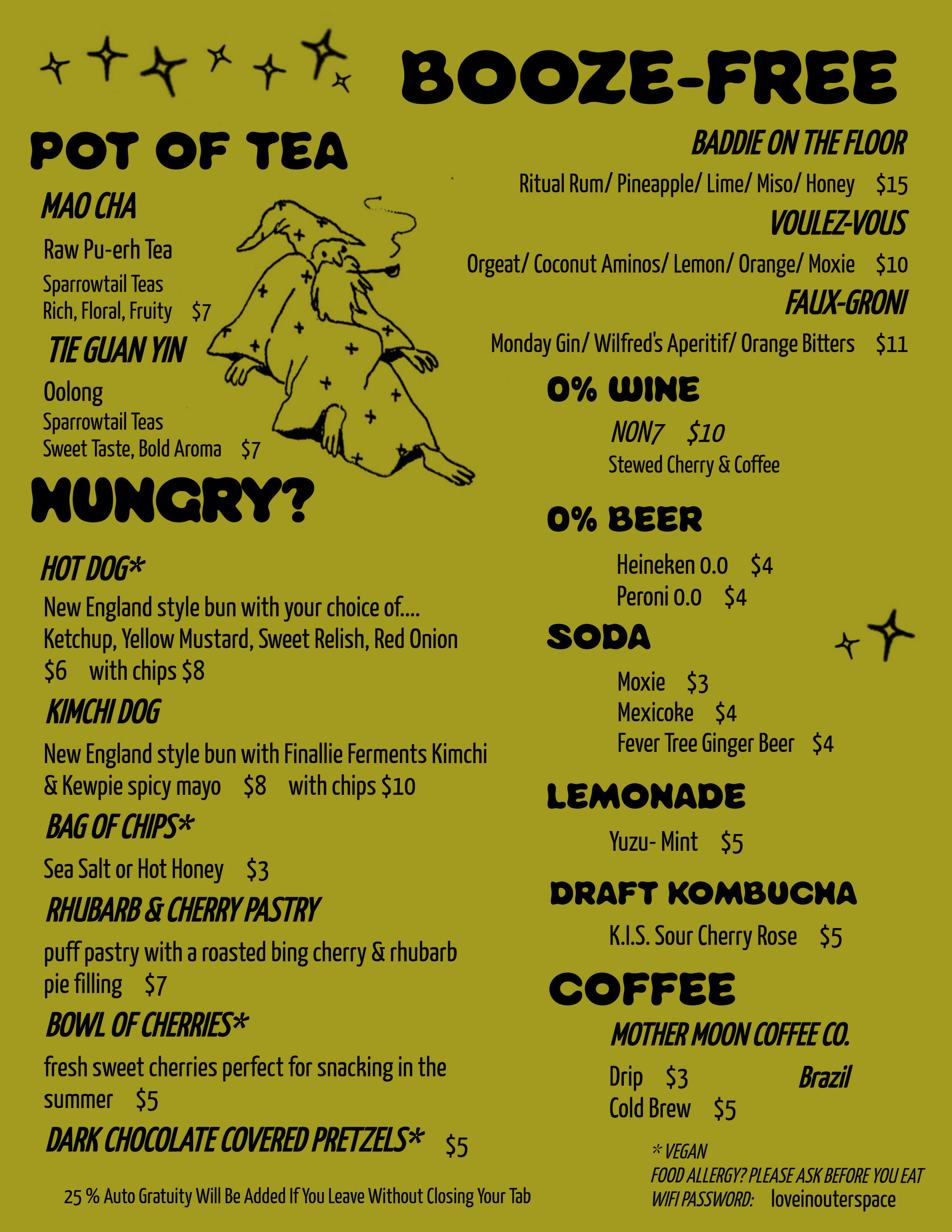 Sam's Listening Bar Food & Mocktail Menu