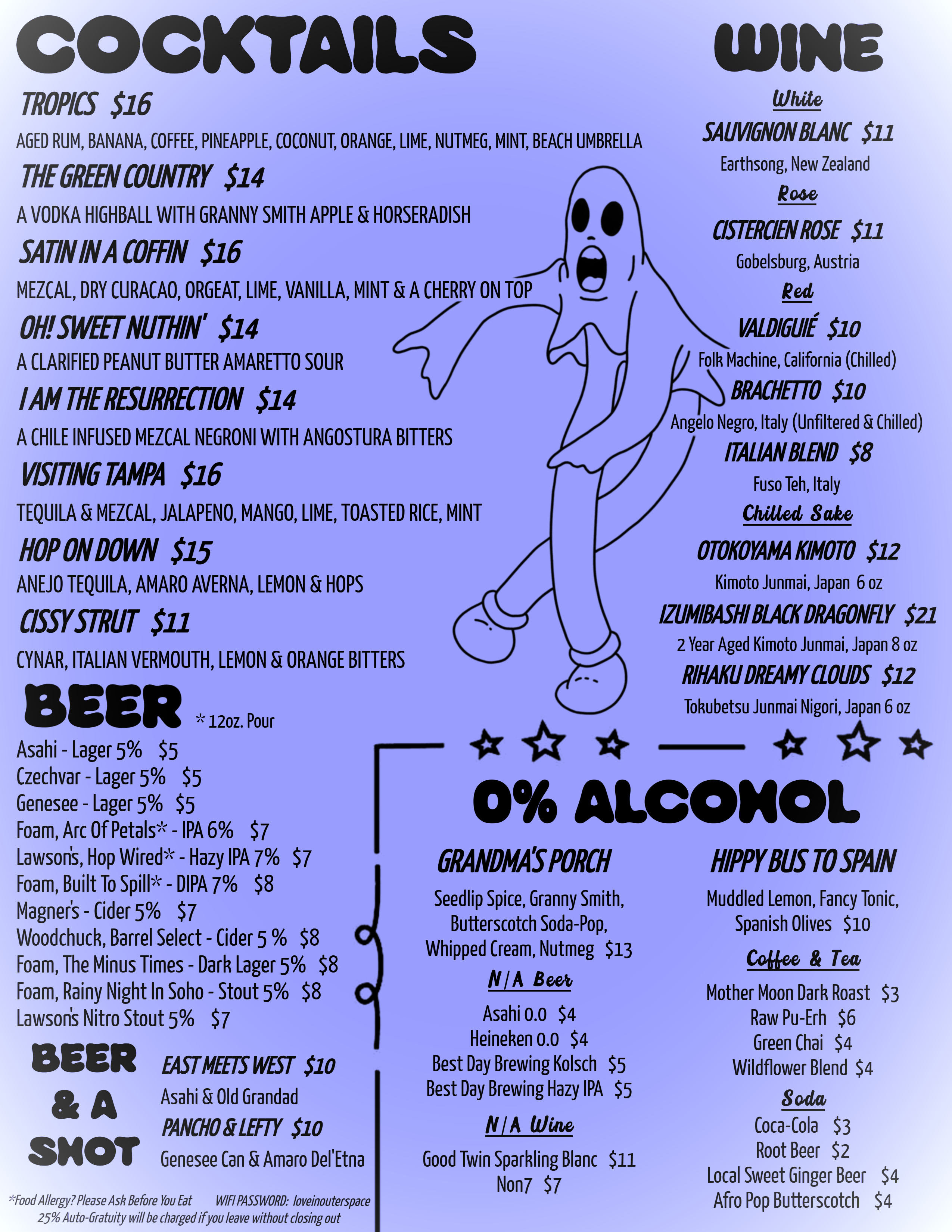 Sam's Listening Bar Cocktail Menu