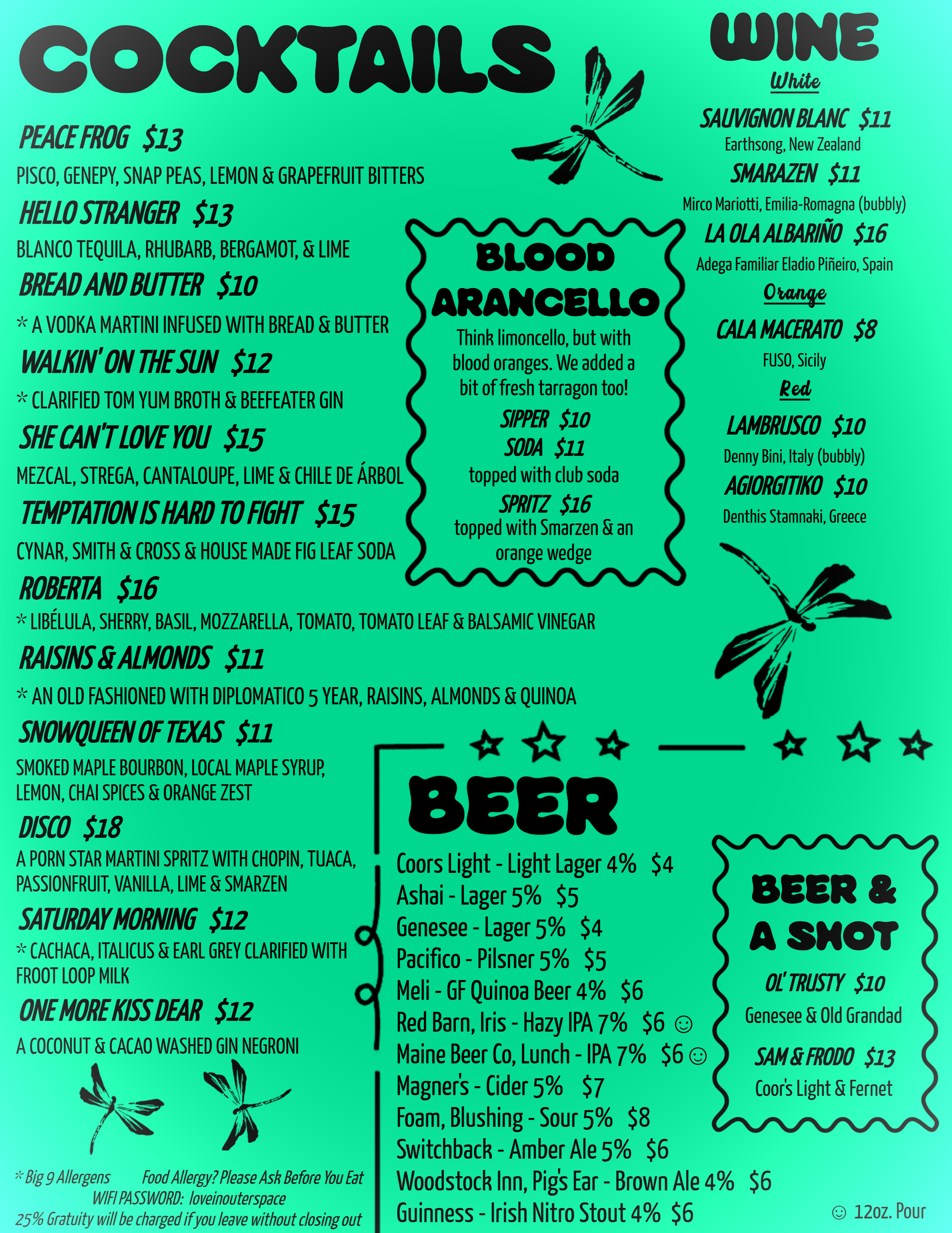 Sam's Listening Bar Cocktail Menu