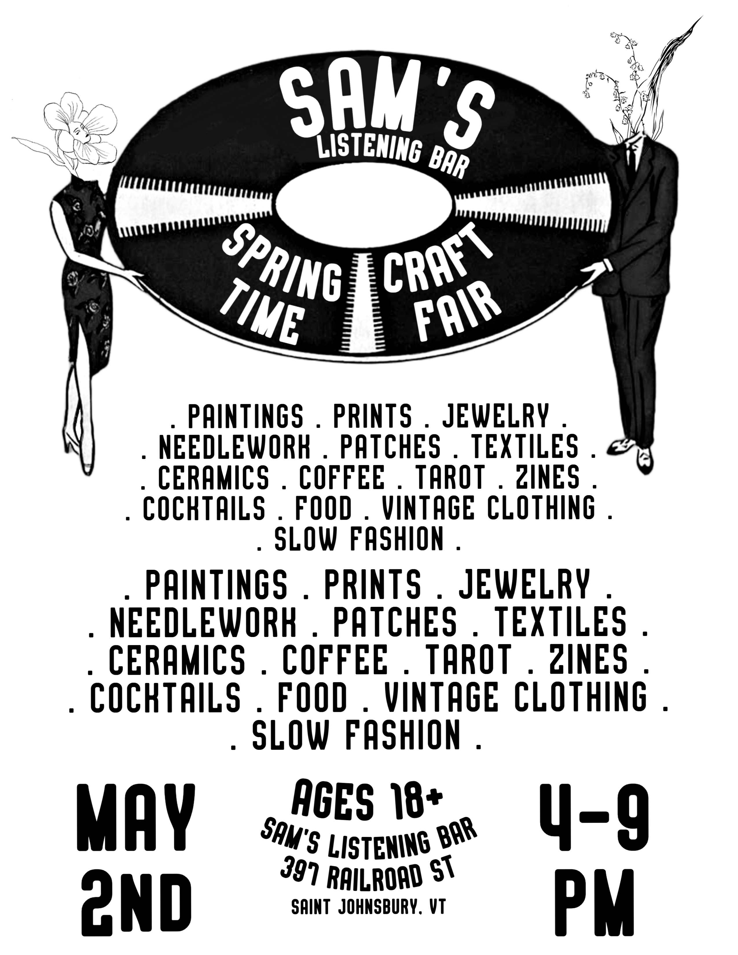 May Craft Fair at Sam's May 2nd 4pm to 9pm 18+