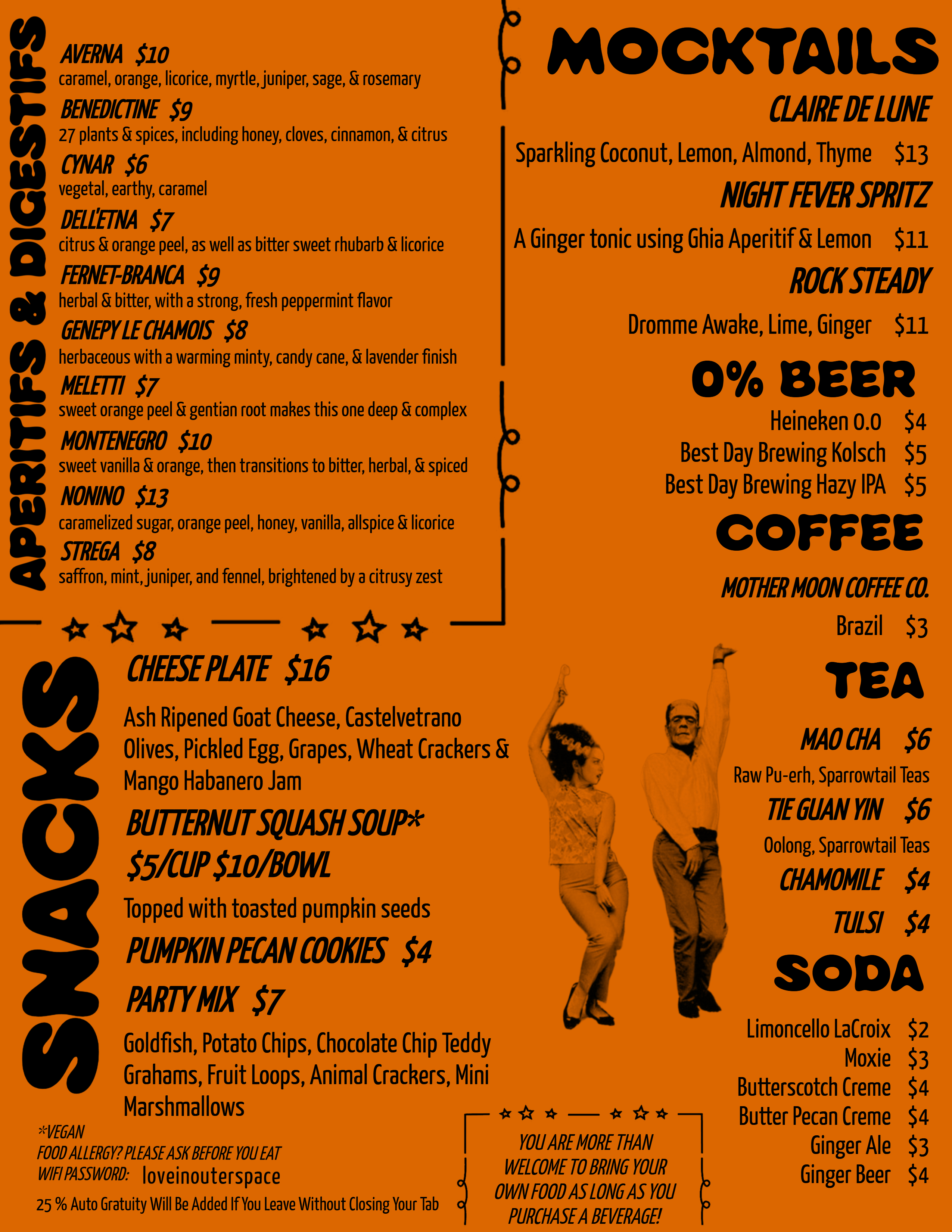 Sam's Listening Bar Food & Mocktail Menu