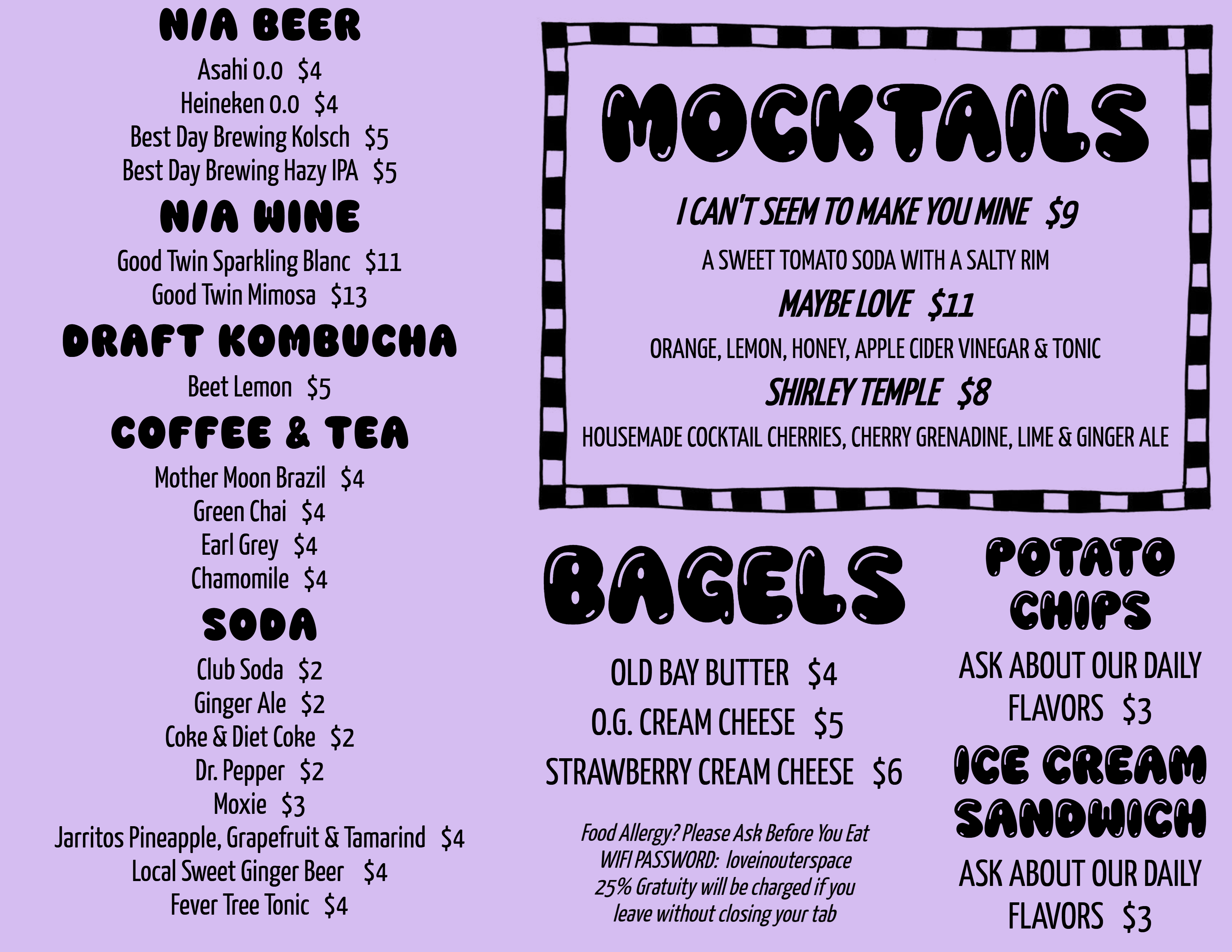 Sam's Listening Bar Mocktail Menu