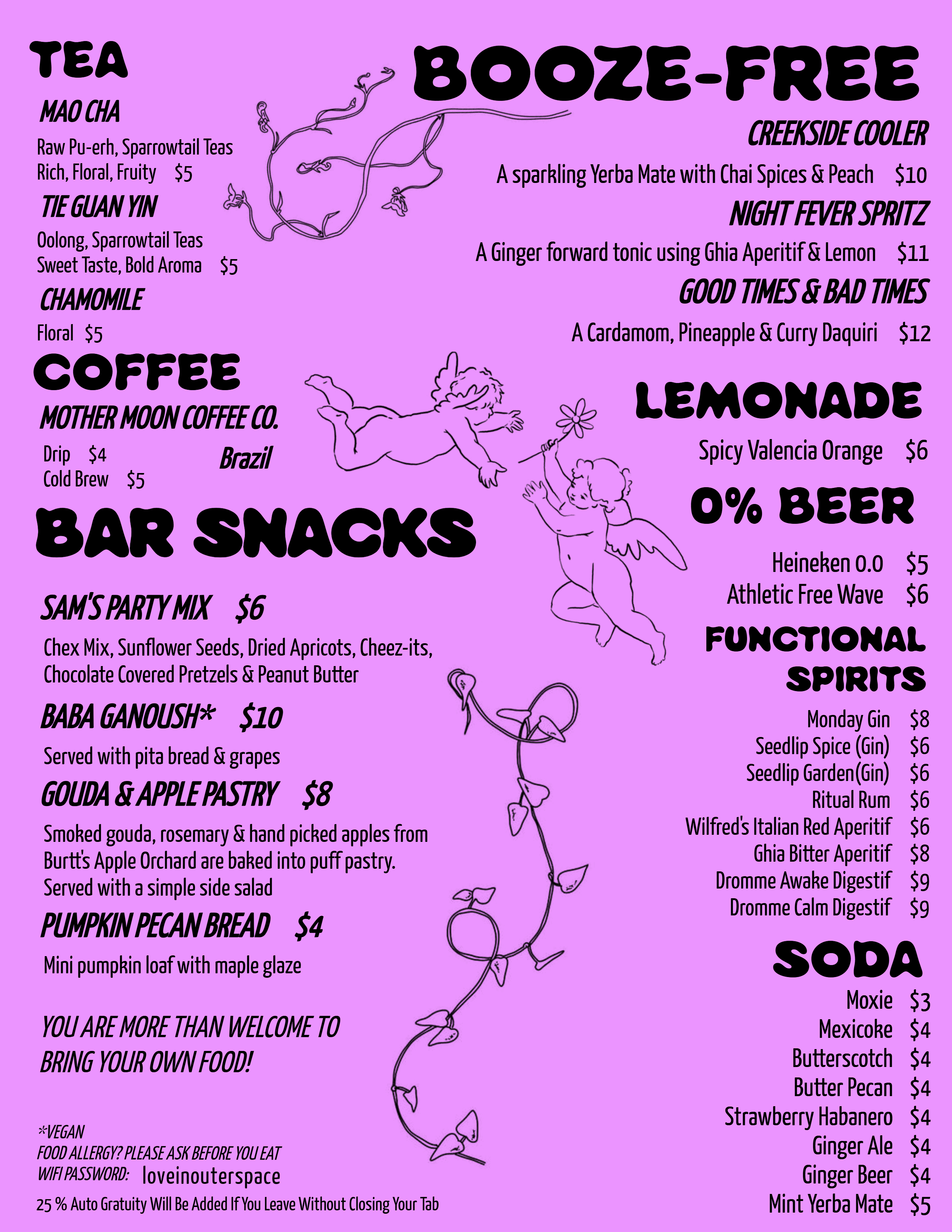 Sam's Listening Bar Food & Mocktail Menu